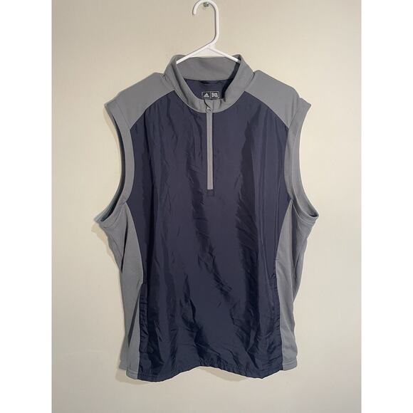 Lot of 2 Adidas Lightweight Golf Windbreaker Vests 1/4 Zip Mens Sz L Blue & Red - Picture 2 of 12